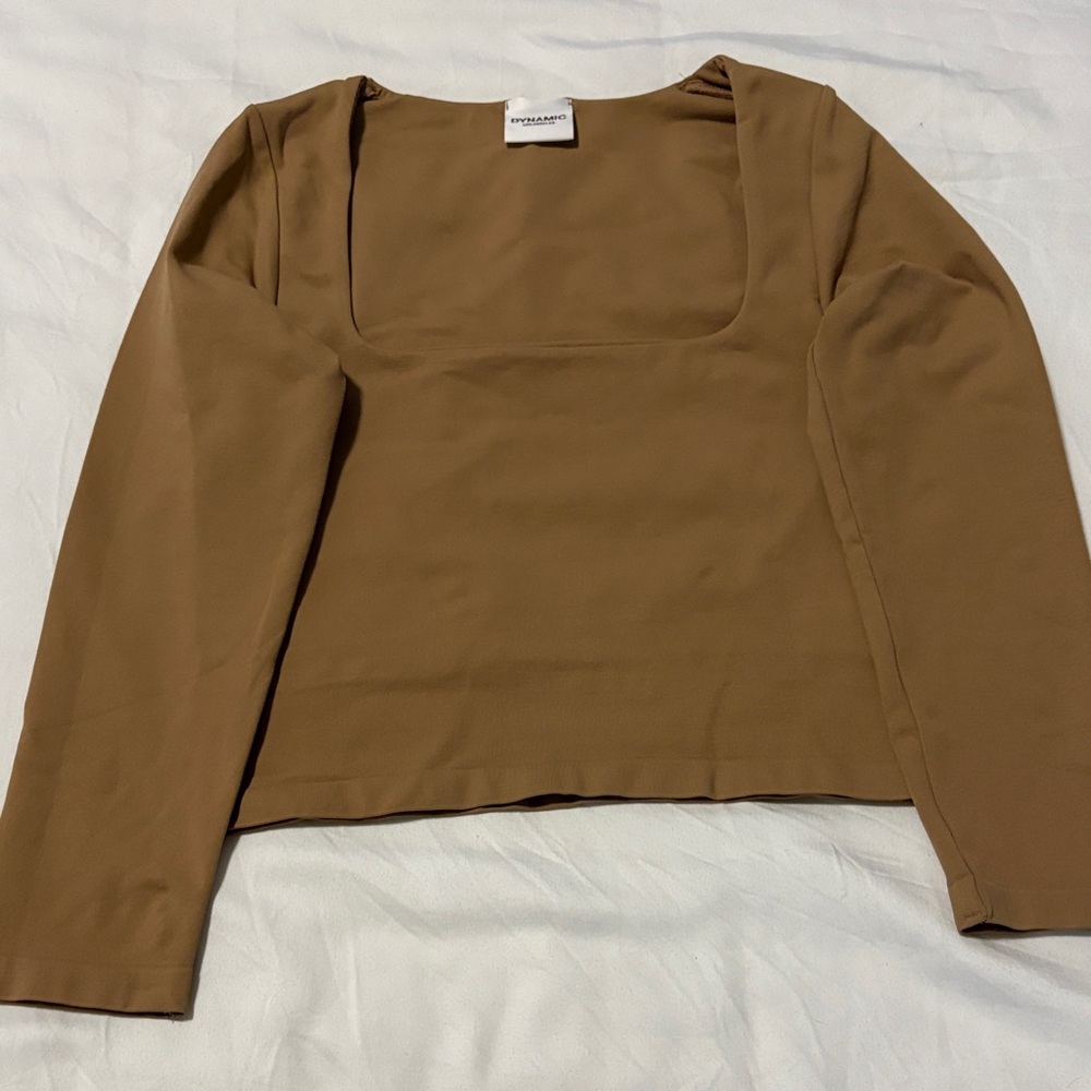 DYNAMIC Los Angeles Small Tan Long Sleeve Top, double layered. Never worn.